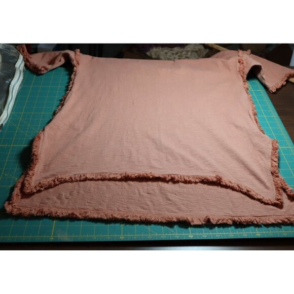 Umgee Fringe Tunic Tee Women M Rust Casual Relaxed Boho Comfy Lagenlook Muted - Picture 8 of 11